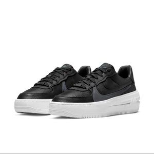 [Nike] Black Leather Air Force 1 Platform Sneakers